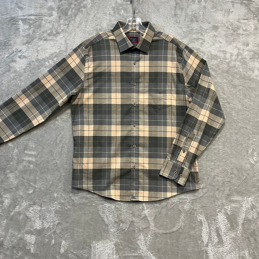 UNTUCKit Button Up Shirt Mens Large Grey Plaid Russo Slim Fit Long Sleeve